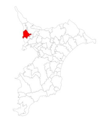 千葉県における松戸市の位置