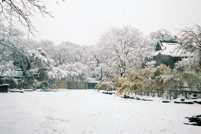 雪景色の本土寺